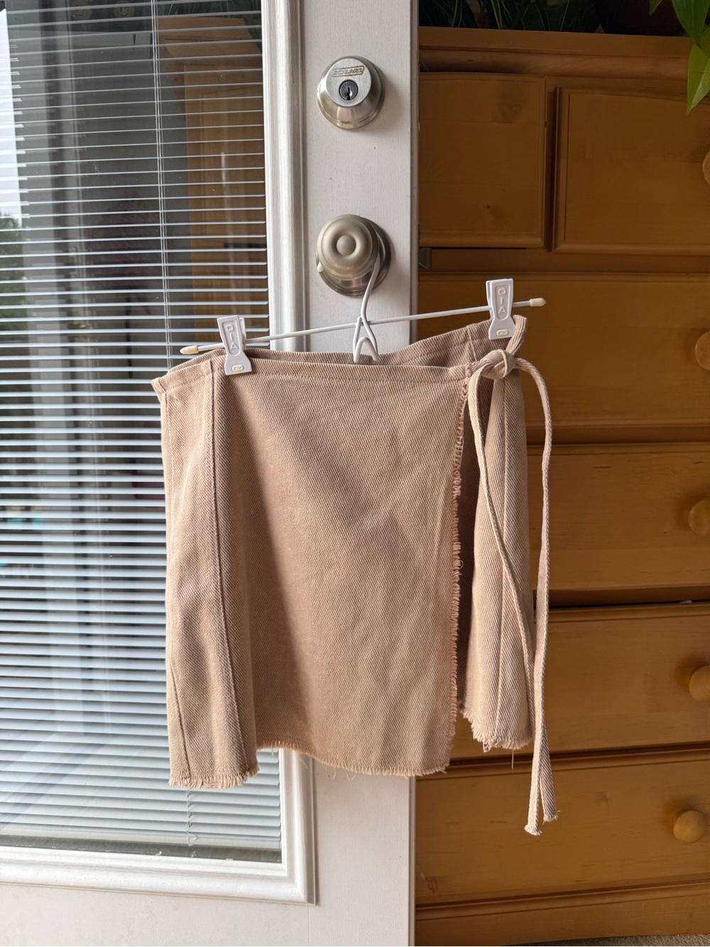 She + Sky Tan Wrap Mini Skirt with Side Tie